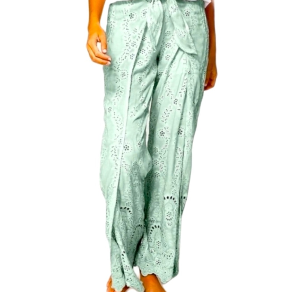 young fabulous broke Mint Pants Size S Embroidered Eyelets Beach Summer Boho YFB